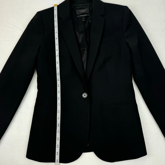J Crew Italian Wool Blazer Jacket Black Bi Stretch Single Breasted Womens Size 2 - Picture 15 of 16